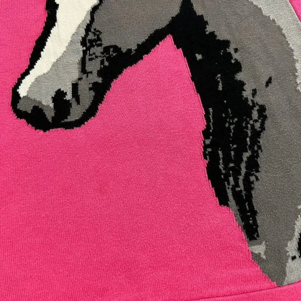 H&M Sz 122/128 (7-8Y) Pink Horse Sweater Dress